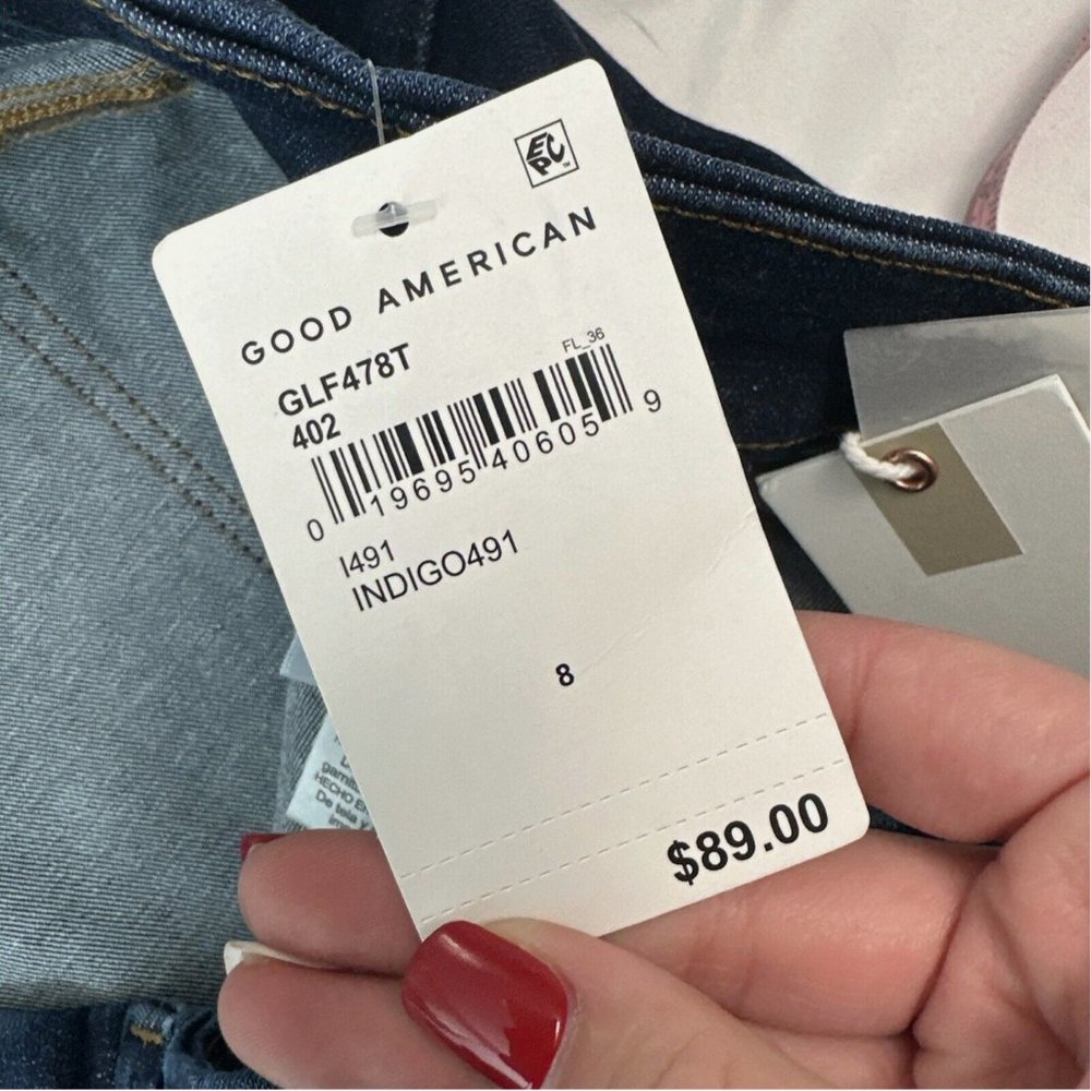 NWT‎ $89 Good American [ 8/ 5XL ] Pull-On Flare Jeans in Indigo Blue #S813 - Picture 6 of 16